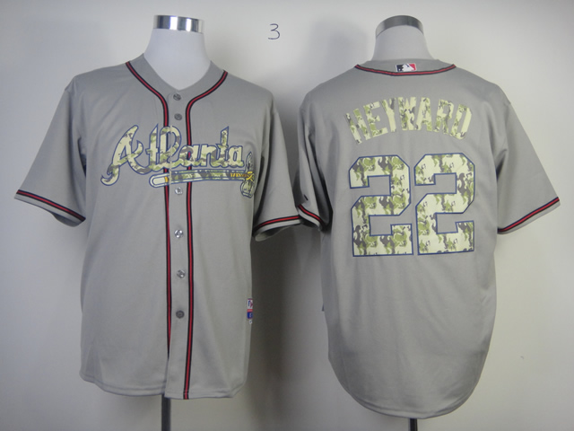 Men Atlanta Braves 22 Heyward Grey Camo MLB Jerseys